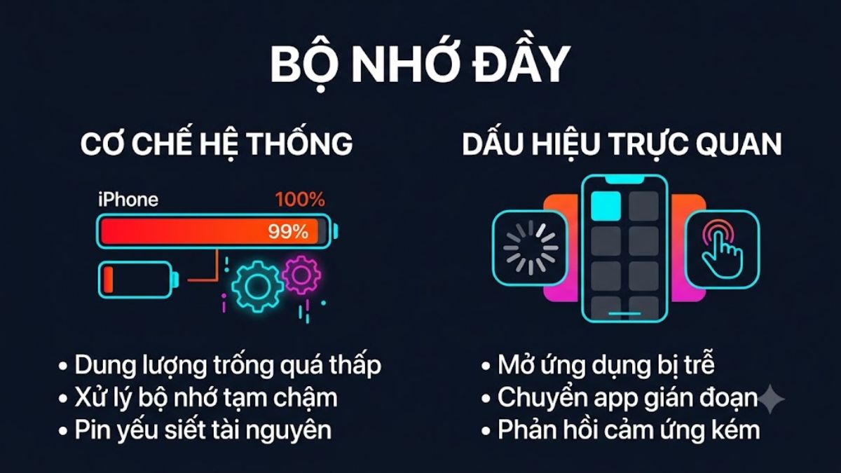 Nguyên nhân iPhone bị giật lag khi pin yếu - Bộ nhớ đầy