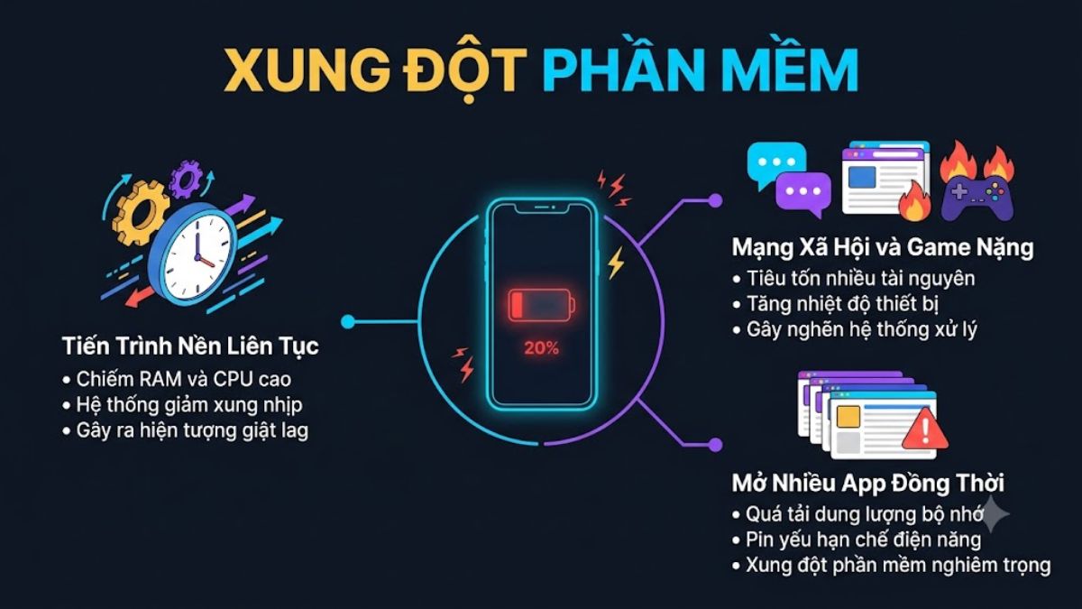 Nguyên nhân iPhone bị giật lag khi pin yếu - Xung đột ứng dụng