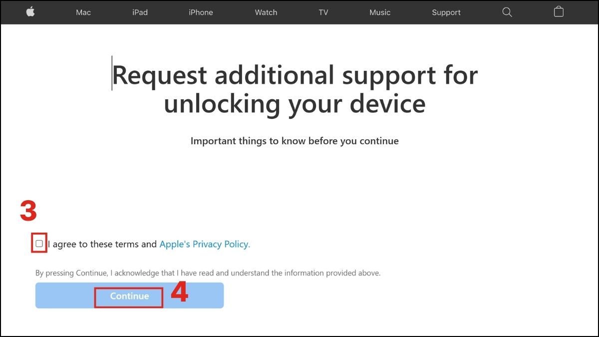 Sửa lỗi iPhone bị khóa cho chủ sở hữu bằng cách liên hệ Apple bước 3