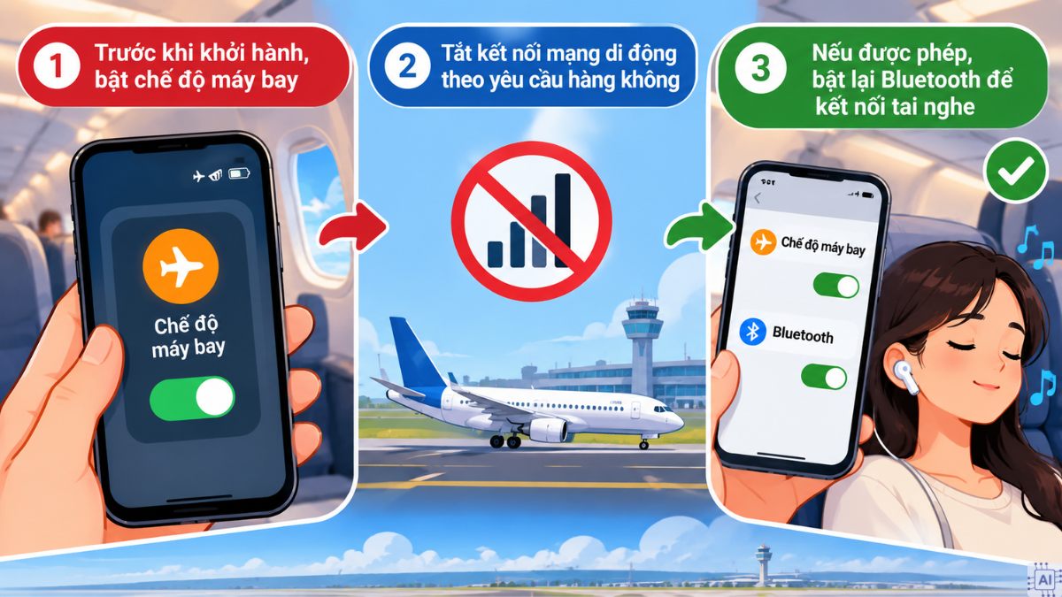Lên máy bay có được đeo tai nghe Bluetooth không? Có
