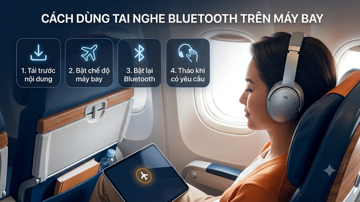 Lên máy bay có được đeo tai nghe Bluetooth không? Cách sử dụng