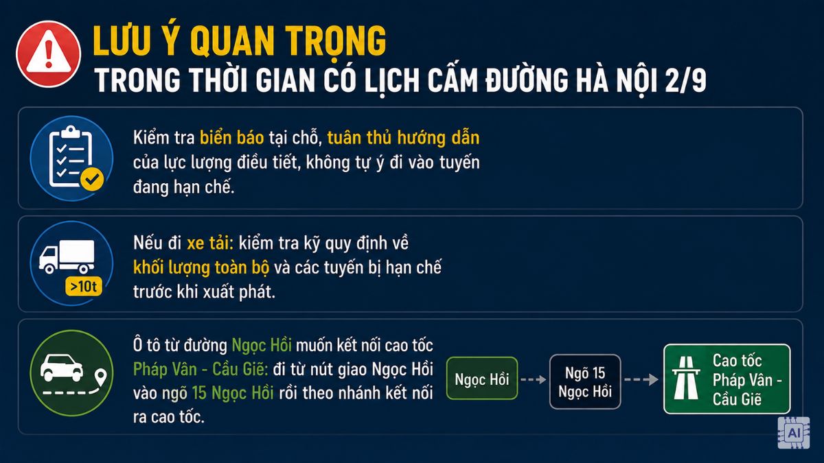 Lưu ý khi có lịch cấm đường Hà Nội 2/9