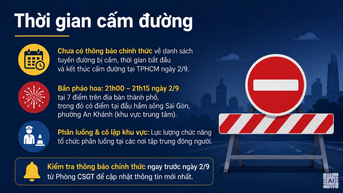 Lịch cấm đường TPHCM 2/9 - Thời gian cấm đường