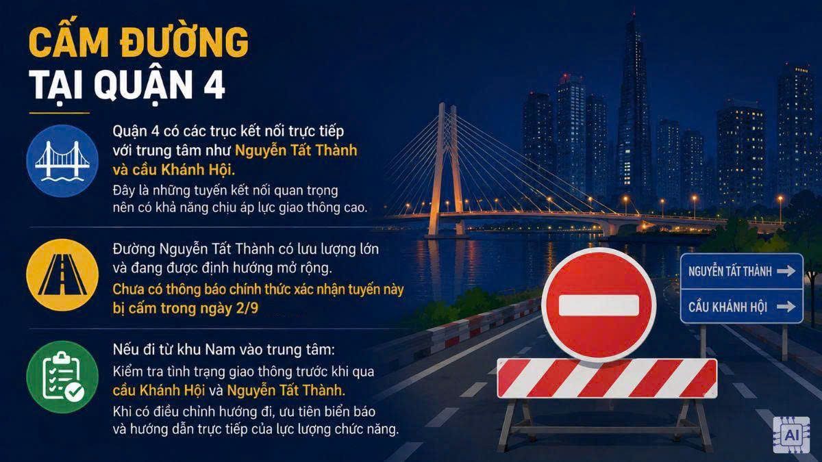 Lịch cấm đường TPHCM 2/9 tại Quận 4