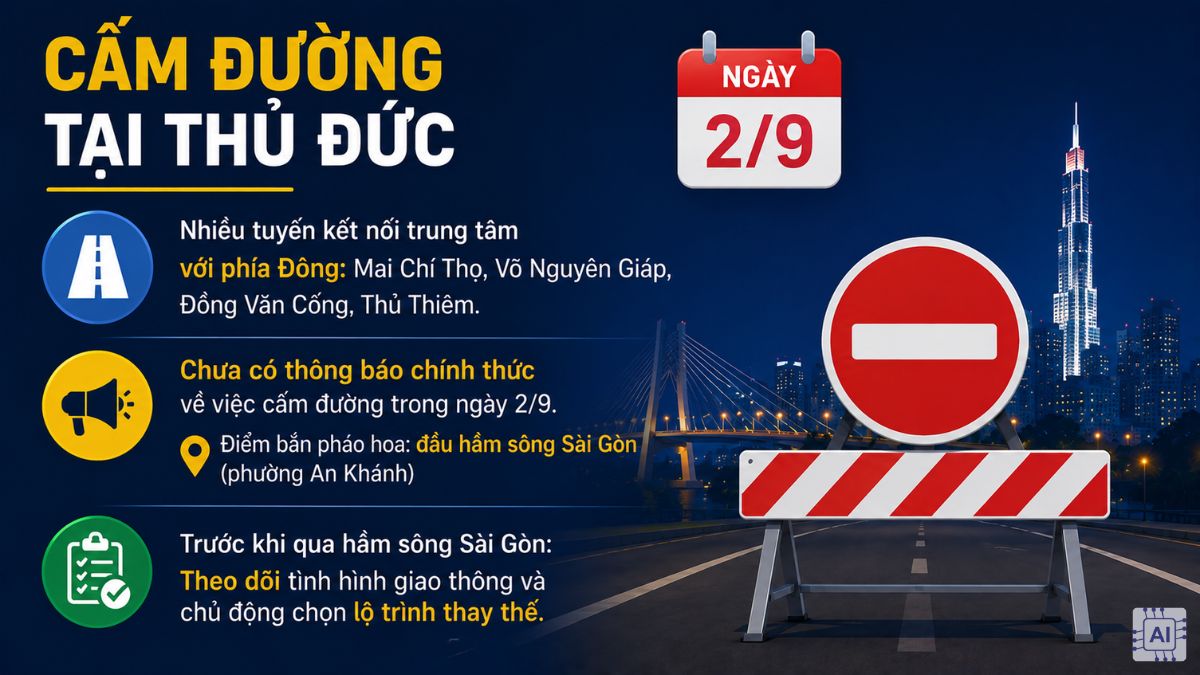 Lịch cấm đường TPHCM 2/9 tại Thủ Đức