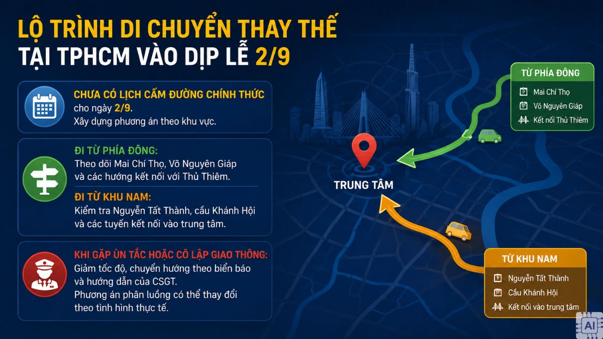 Lịch cấm đường TPHCM 2/9 - Lộ trình thay thế