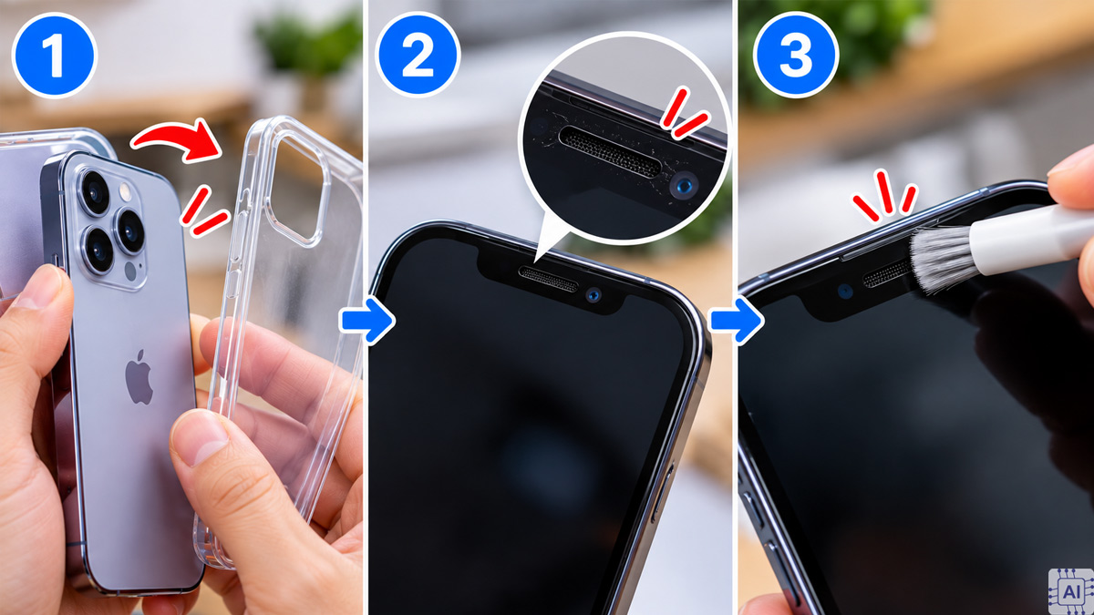 Khắc phục lỗi âm lượng cuộc gọi đến iPhone - Vệ sinh màng loa
