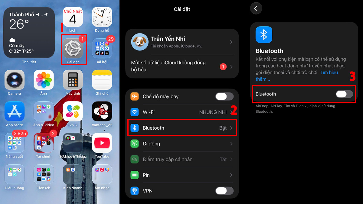 Khắc phục lỗi âm lượng cuộc gọi đến iPhone - Ngắt kết nối Bluetooth