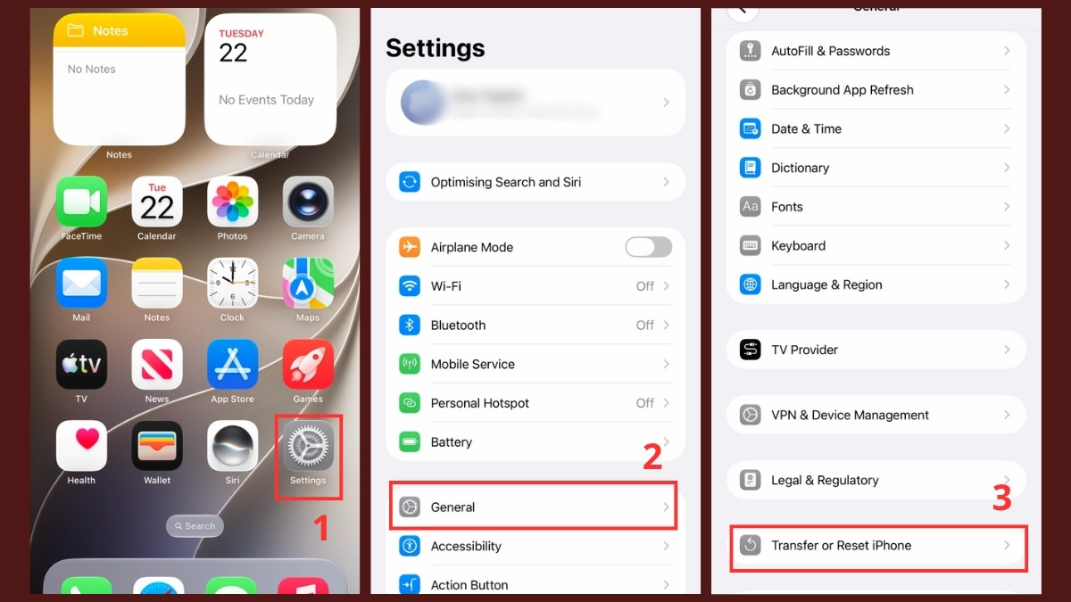 Sửa lỗi khi tải phụ đề Youtube trên iPhone - Đặt lại cài đặt mạng bước 1, 2