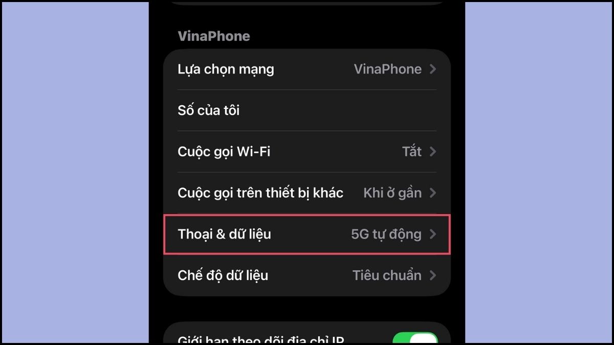 Khắc phục lỗi không bật được 5G trên iPhone - Kích hoạt băng tần 5G bước 3