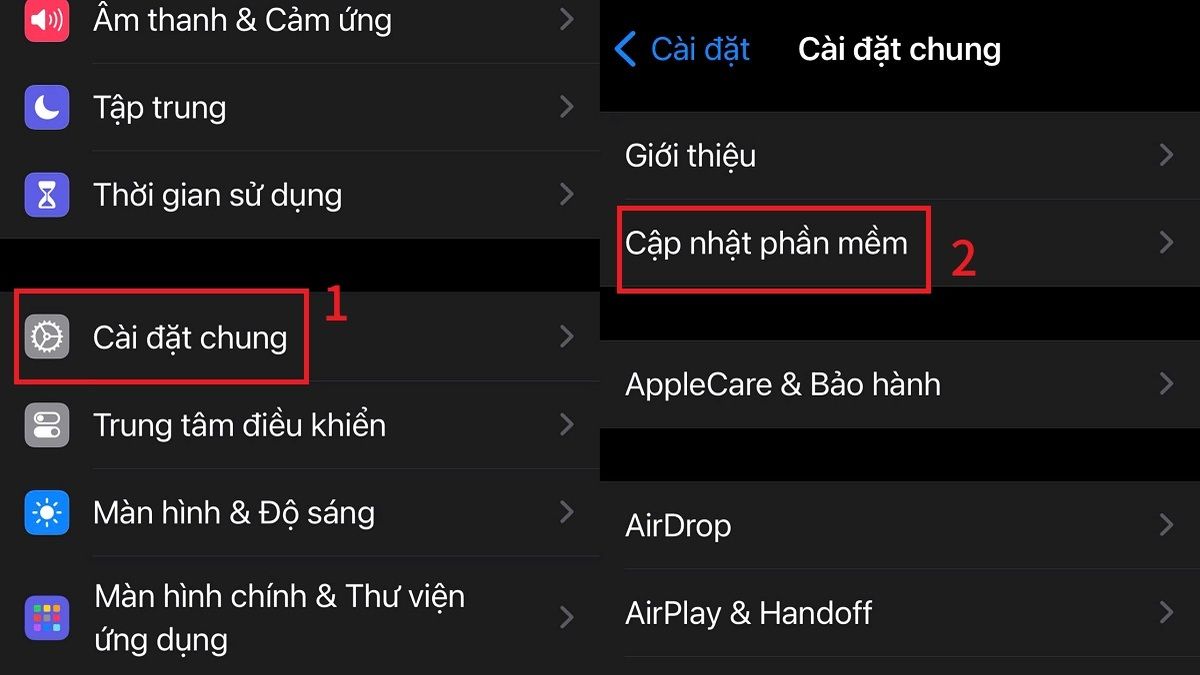 Khắc phục lỗi không thể kích hoạt Touch ID trên iPhone - Cập nhật iOS bước 1