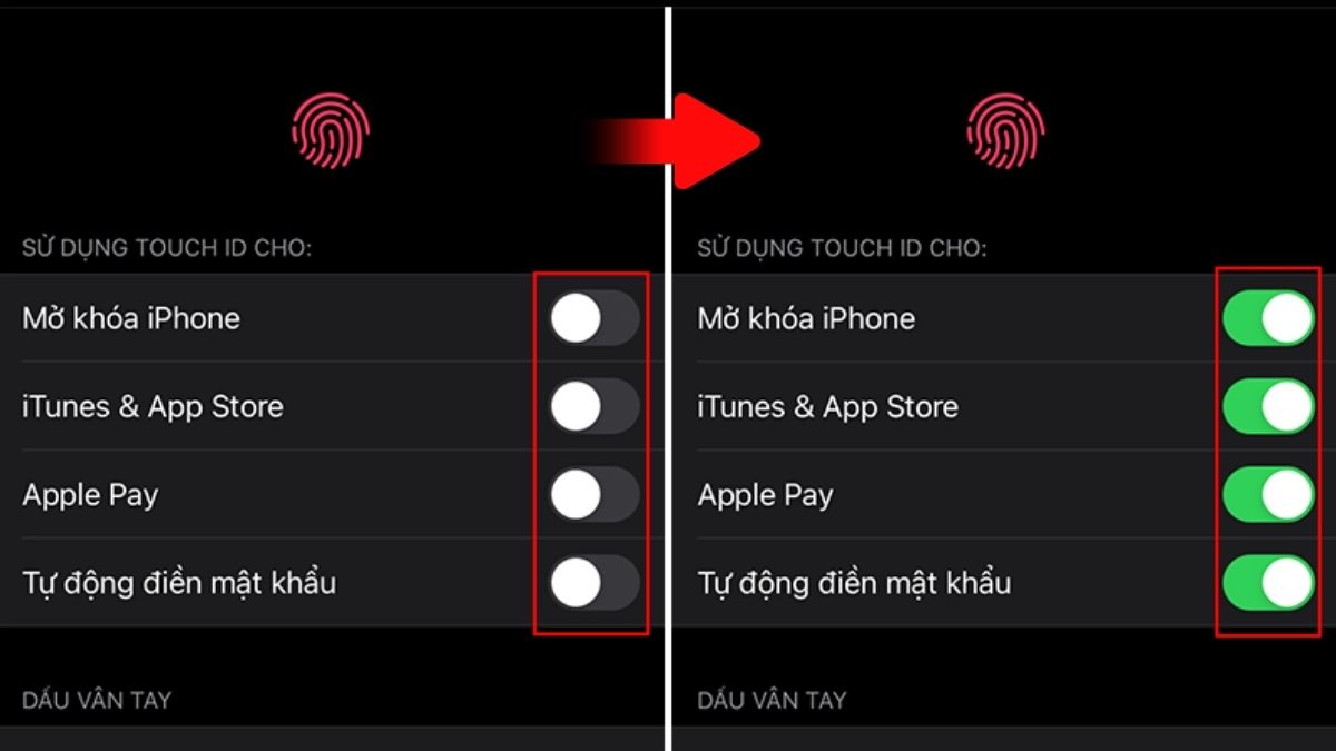 Khắc phục lỗi không thể kích hoạt Touch ID trên iPhone - Bật lại Touch ID bước 2