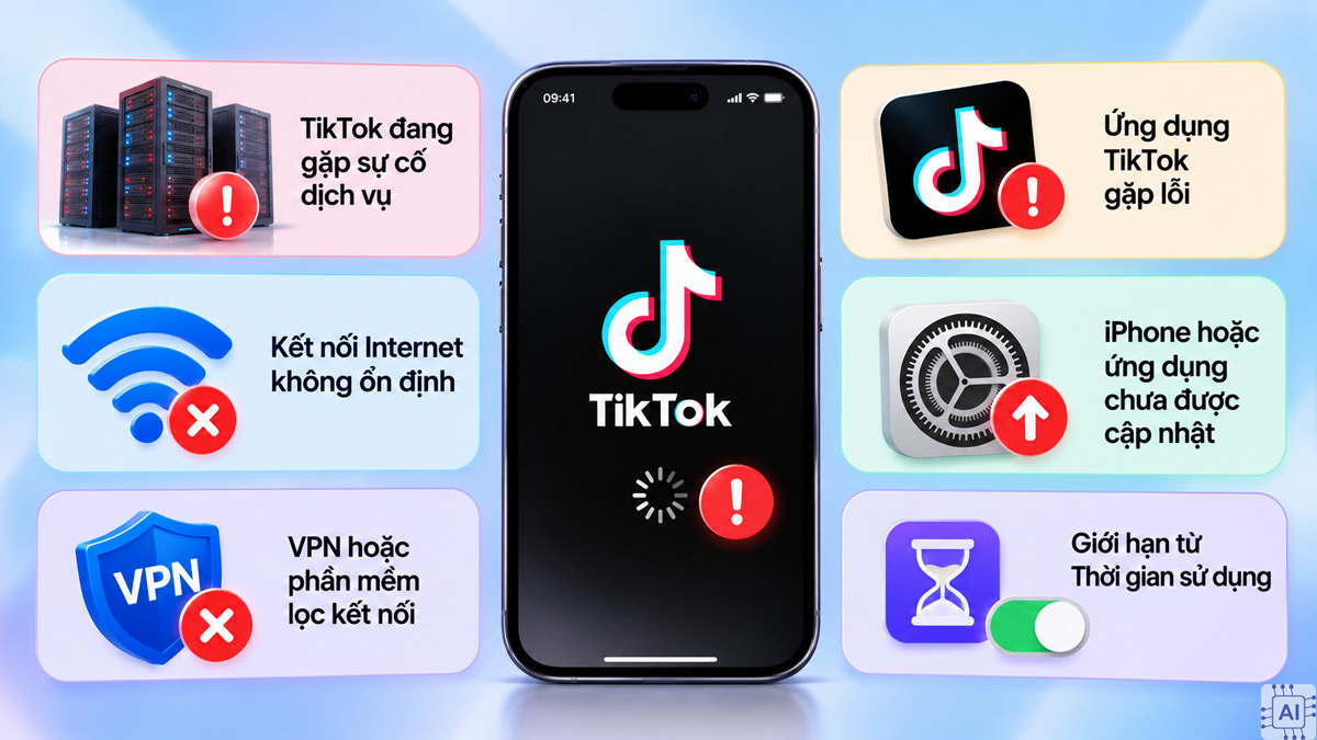 Nguyên nhân lỗi không vào được TikTok trên iPhone
