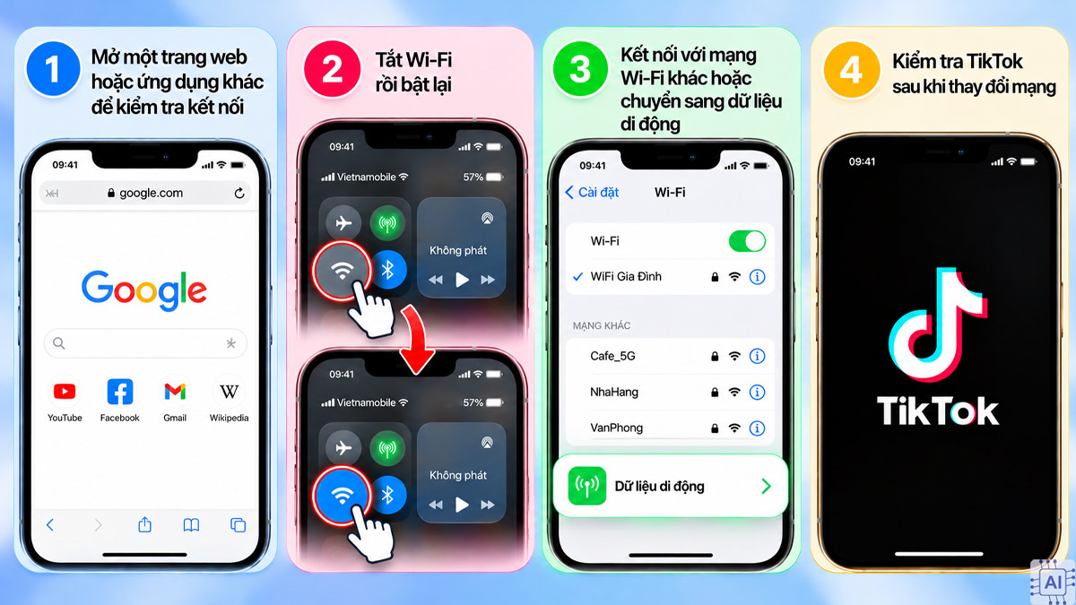 Sửa lỗi không vào được TikTok trên iPhone - Kiểm tra kết nối mạng