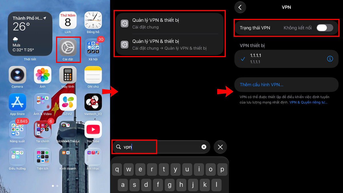 Sửa lỗi không vào được TikTok trên iPhone - Tắt VPN