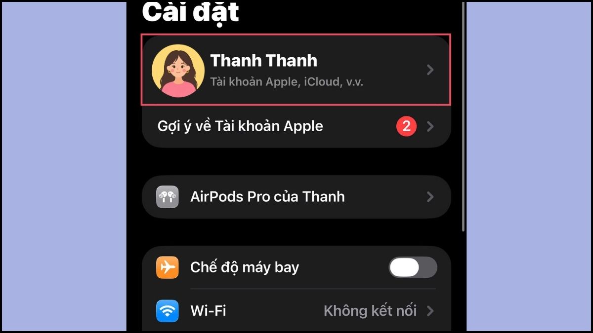 Sửa lỗi kích hoạt Facetime bằng cách kiểm tra tài khoản Apple bước 2