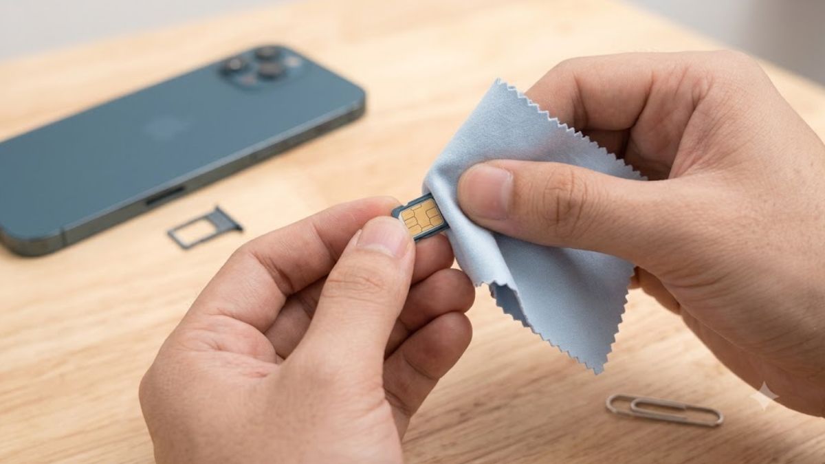 Sửa lỗi SIM không có dịch vụ trên iPhone - Tháo và vệ sinh khay SIM bước 3