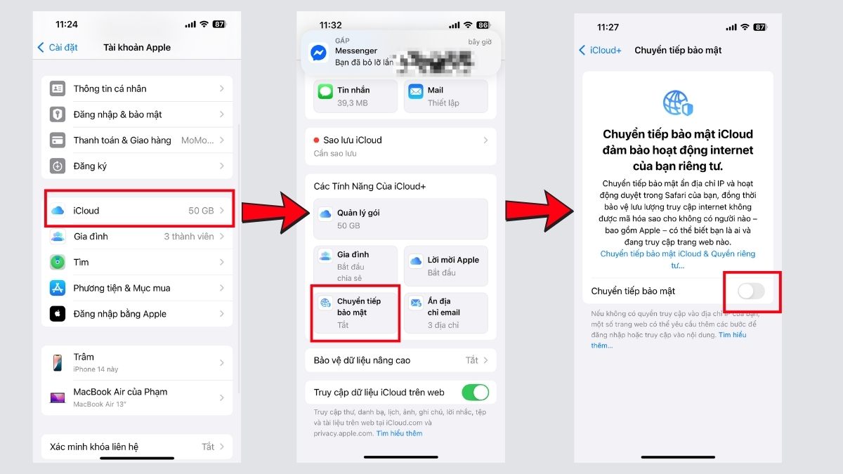 Khắc phục lỗi Youtube không phát được video - Tắt tính năng iCloud Private Relay bước 2