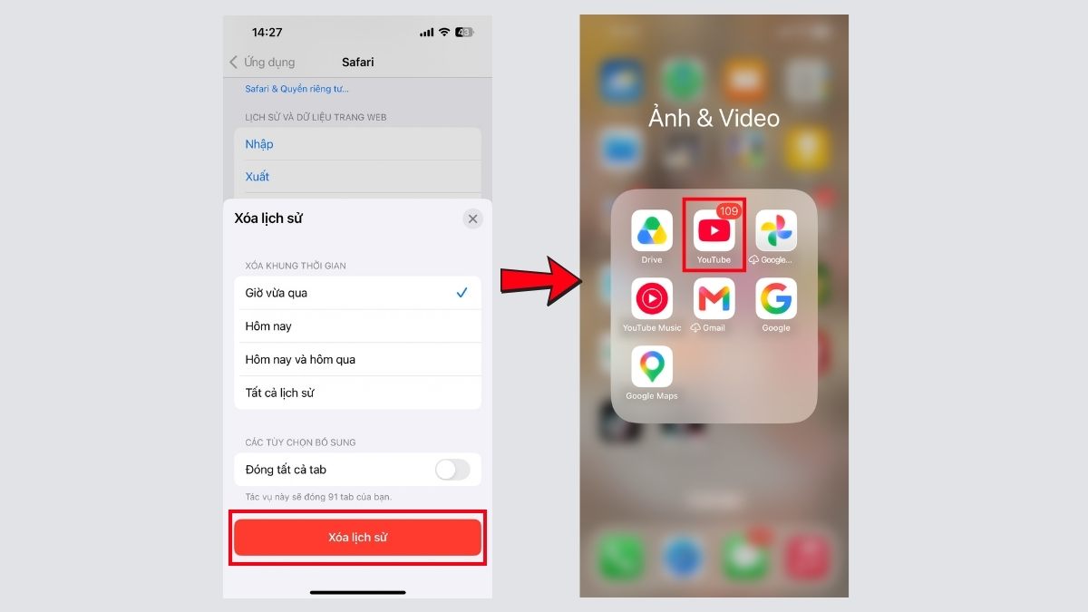 Khắc phục lỗi Youtube không phát được video - Xóa lịch sử và dữ liệu duyệt web bước 4