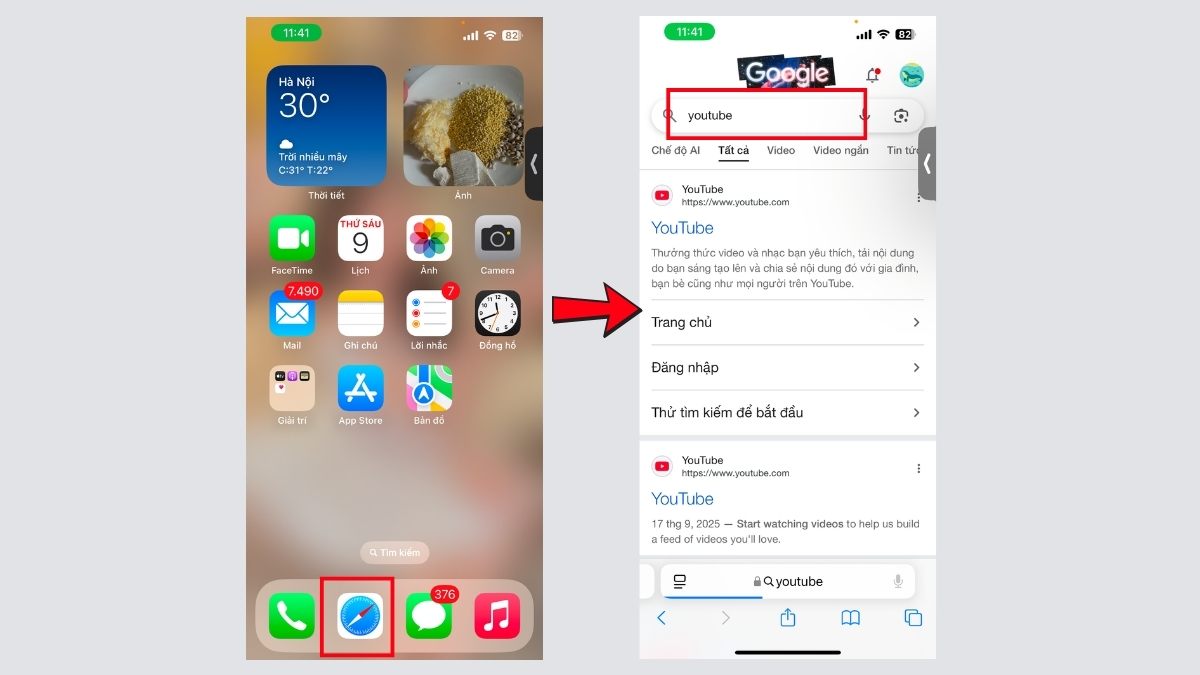 Khắc phục lỗi Youtube không phát được video - Chuyển đổi giao diện bước 1