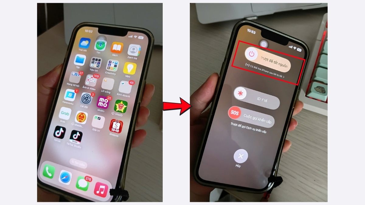 Khắc phục lỗi Youtube không phát được video - Khởi động lại iPhone bước 1