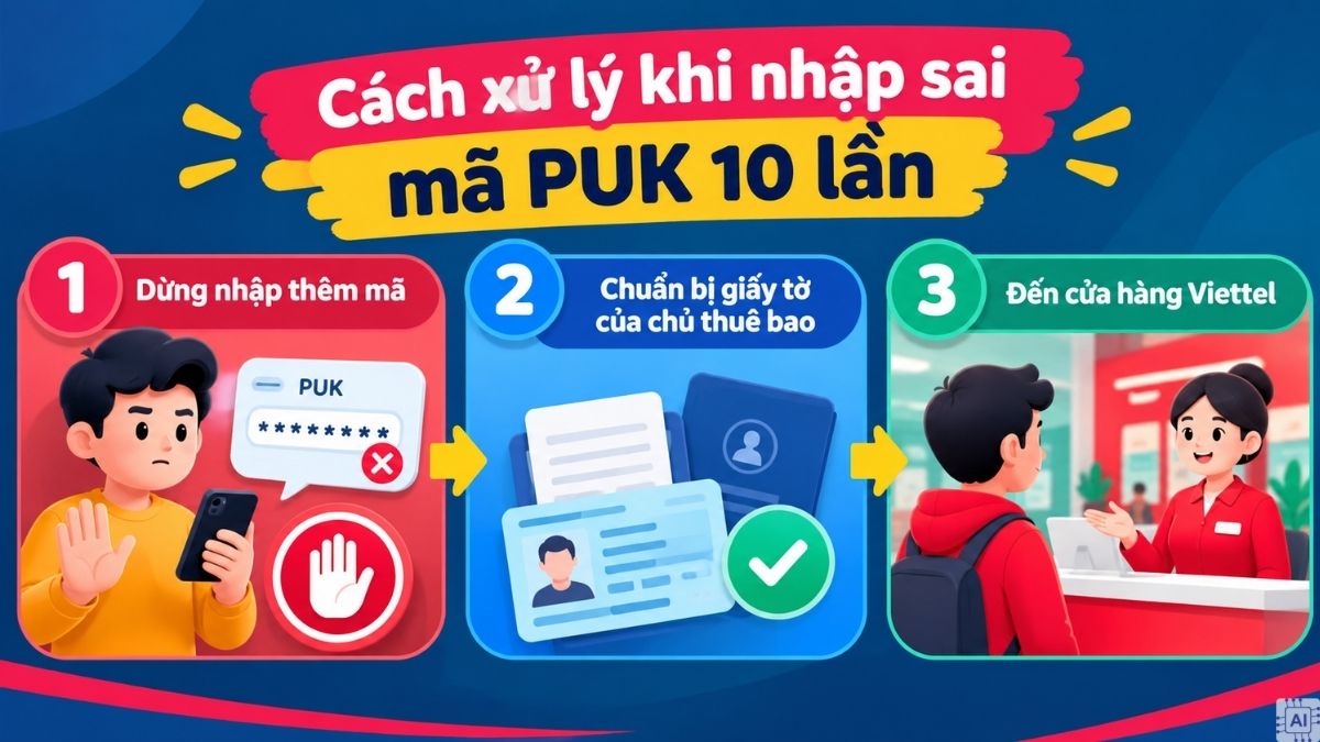 Cách xử lý khi nhập sai mã PUK sim Viettel