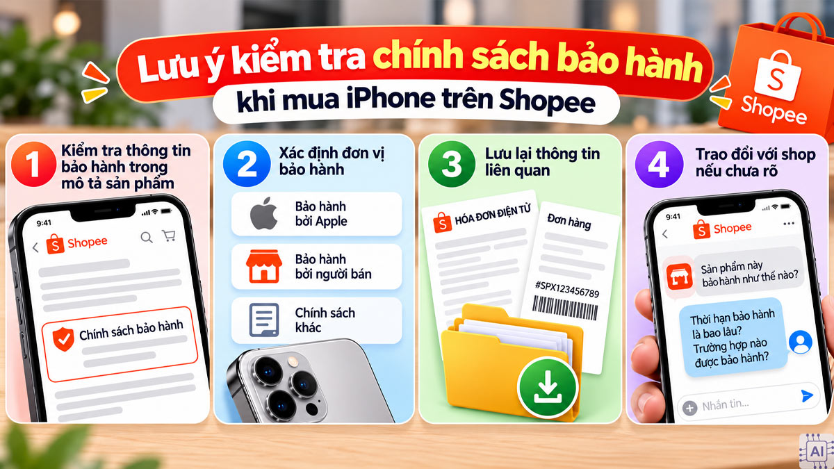 Mua iPhone trên Shopee bảo hành ở đâu? Lưu ý