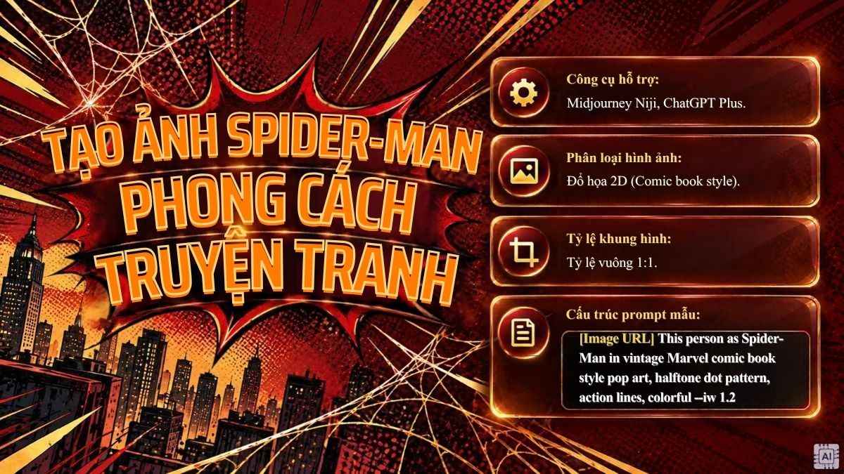 Prompt Spider Man phong cách truyện tranh