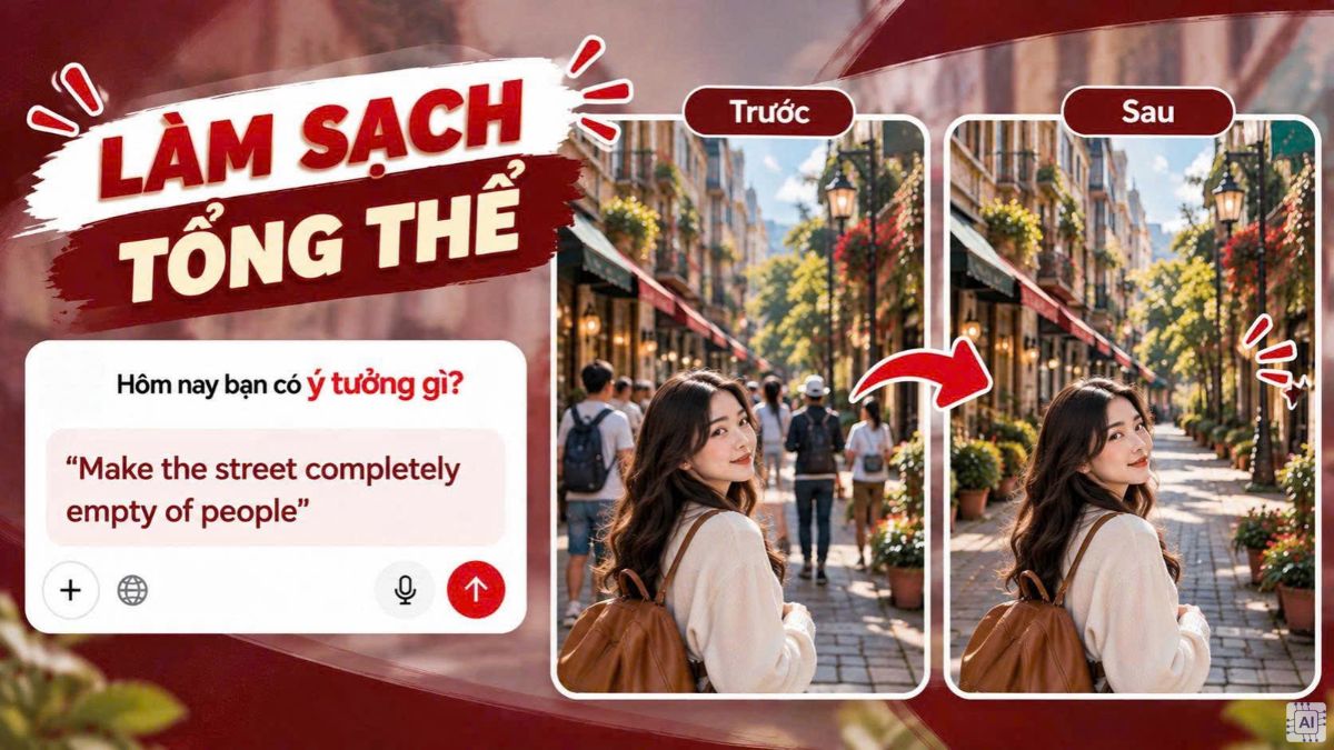 Prompt xóa người trong ảnh - Xóa đám đông