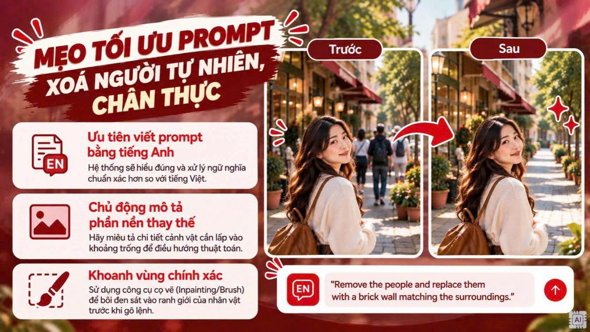 Mẹo tối ưu prompt xóa người trong ảnh