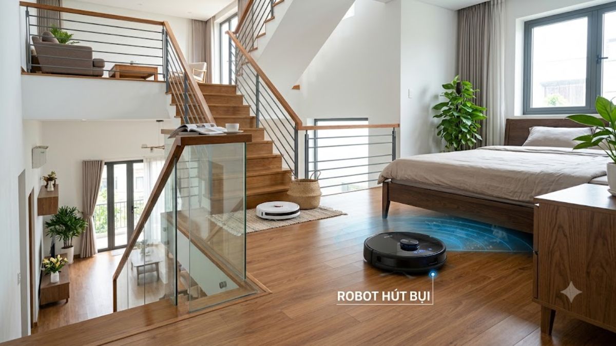 Nên dùng robot hút bụi cho nhà nhiều tầng
