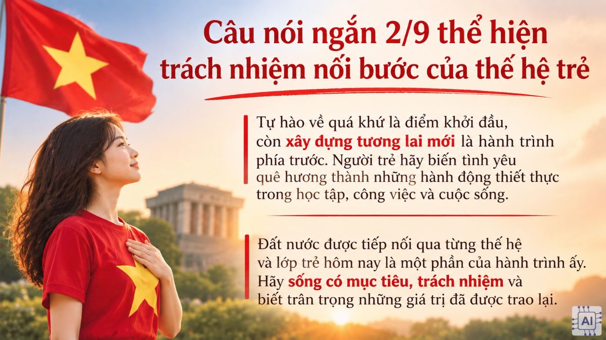 STT 2/9 ngắn gọn thể hiện trách nhiệm nối bước của thế hệ trẻ