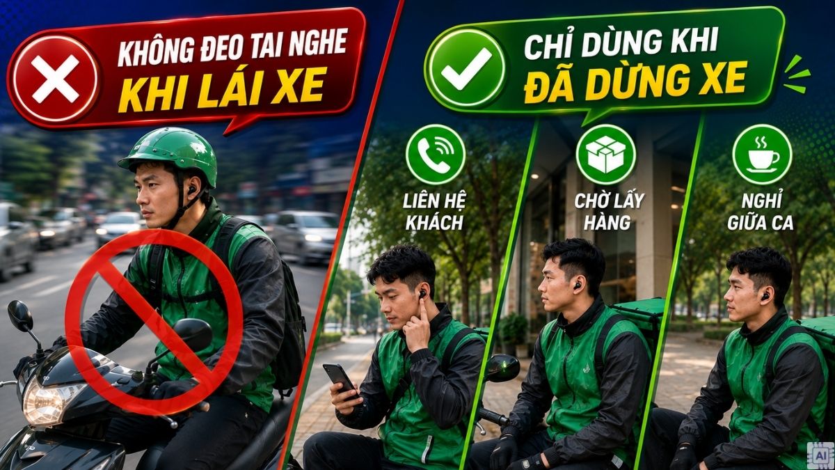 Có được phép dùng tai nghe cho Shipper khi lái xe