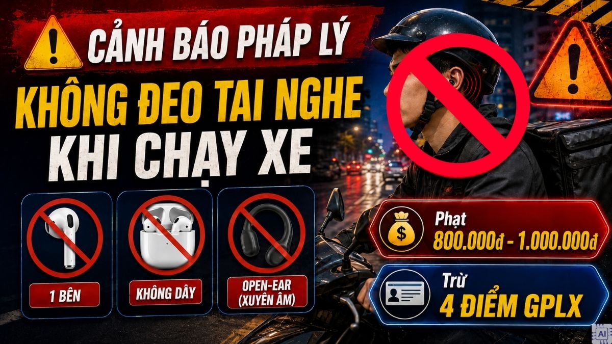Cảnh báo pháp lý khi dùng tai nghe cho Shipper