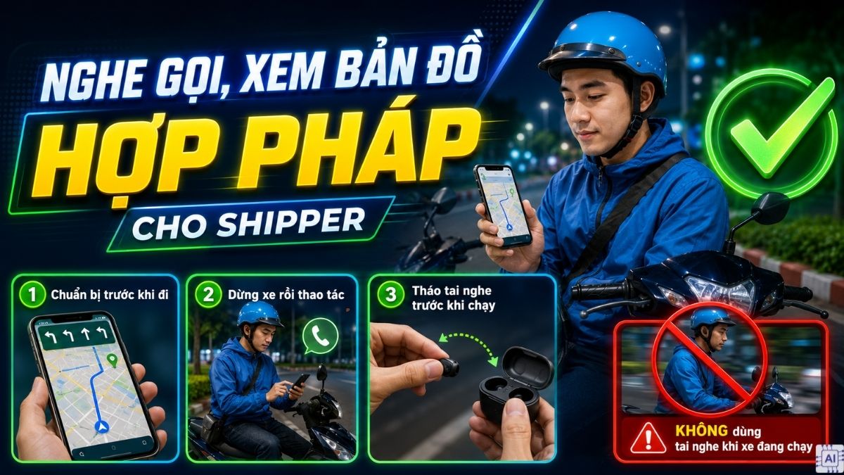 Tai nghe cho Shipper - Giải pháp nghe gọi, xem bản đồ
