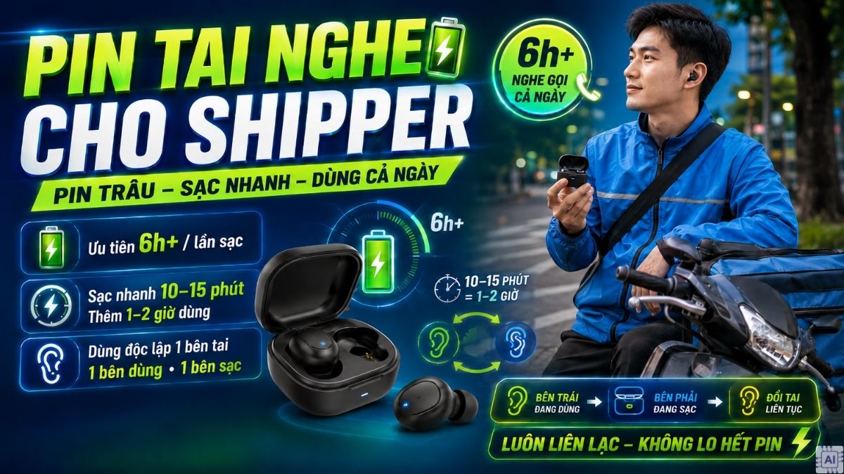 Chọn tai nghe cho Shipper pin trâu