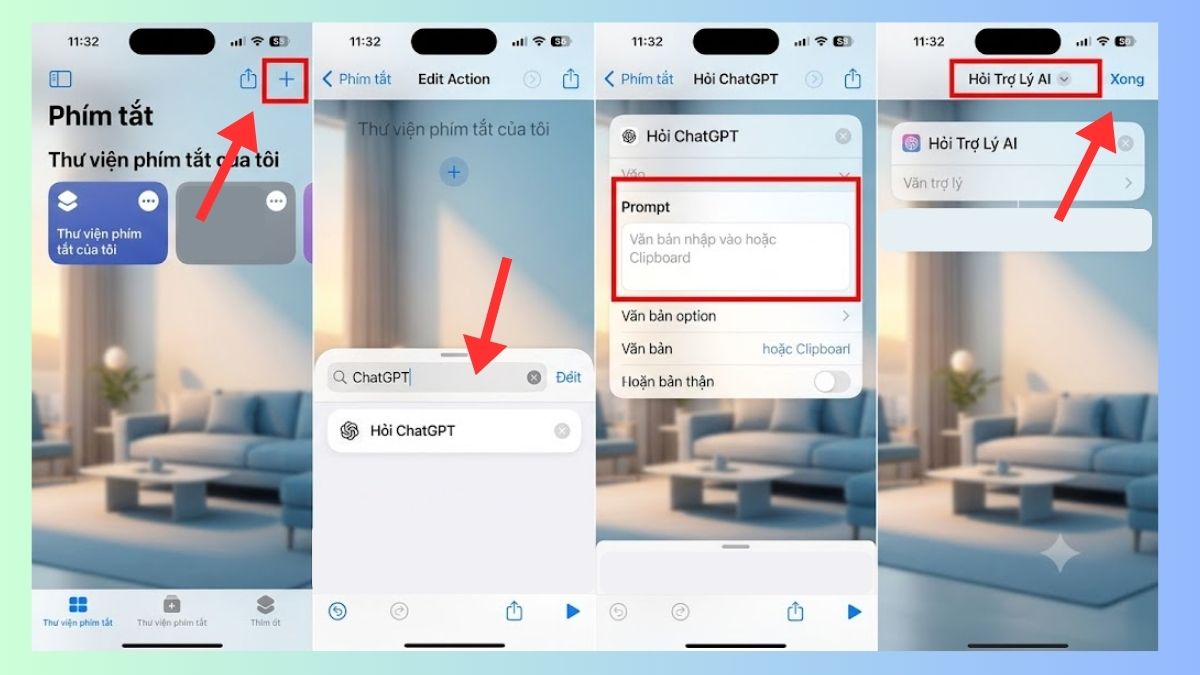 Cách tạo phím tắt trên iPhone tích hợp AI