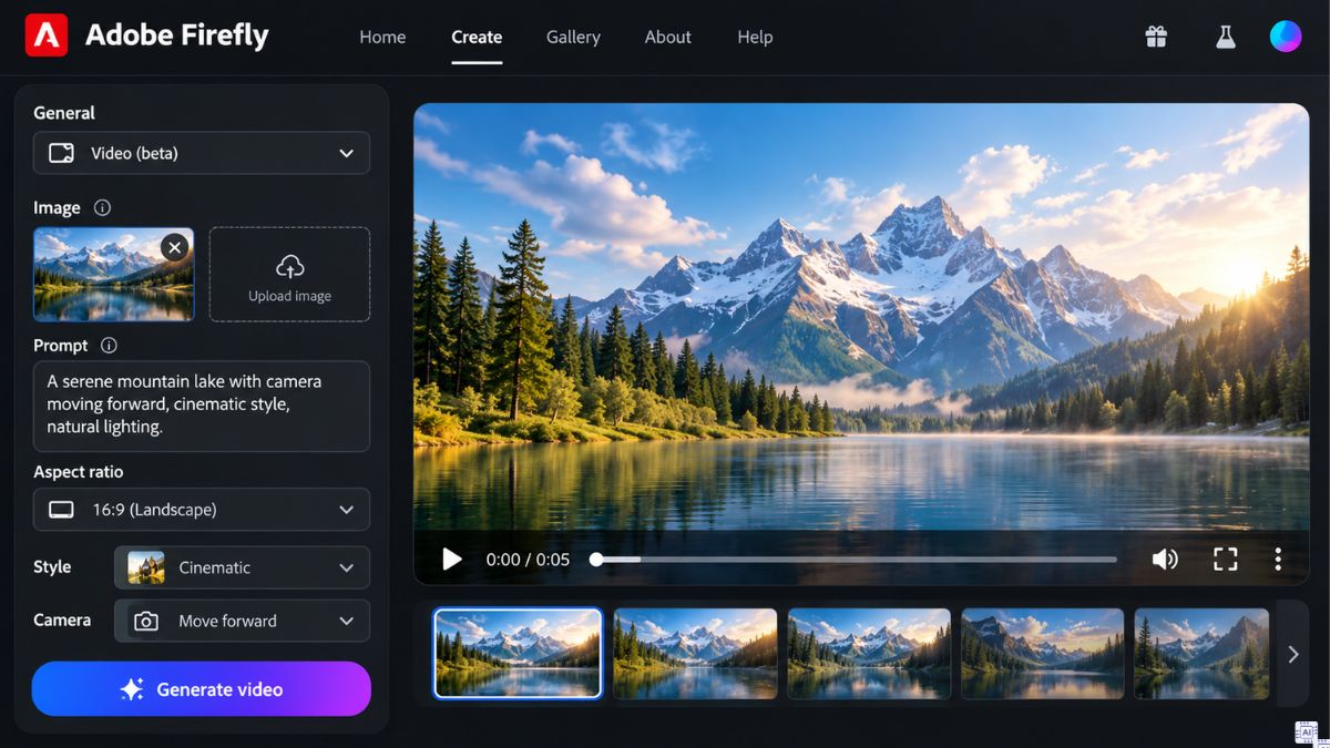 Công cụ tạo video AI bằng hình ảnh - Adobe Firefly