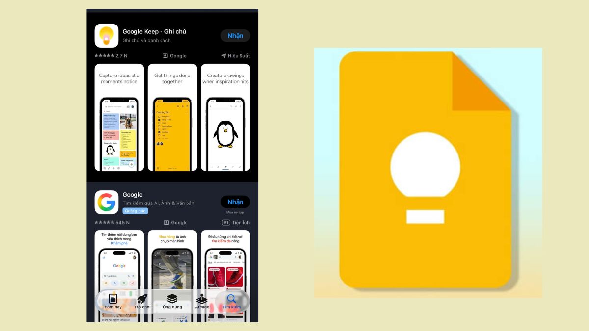 Ứng dụng ghi chú trên iPhone - Google Keep