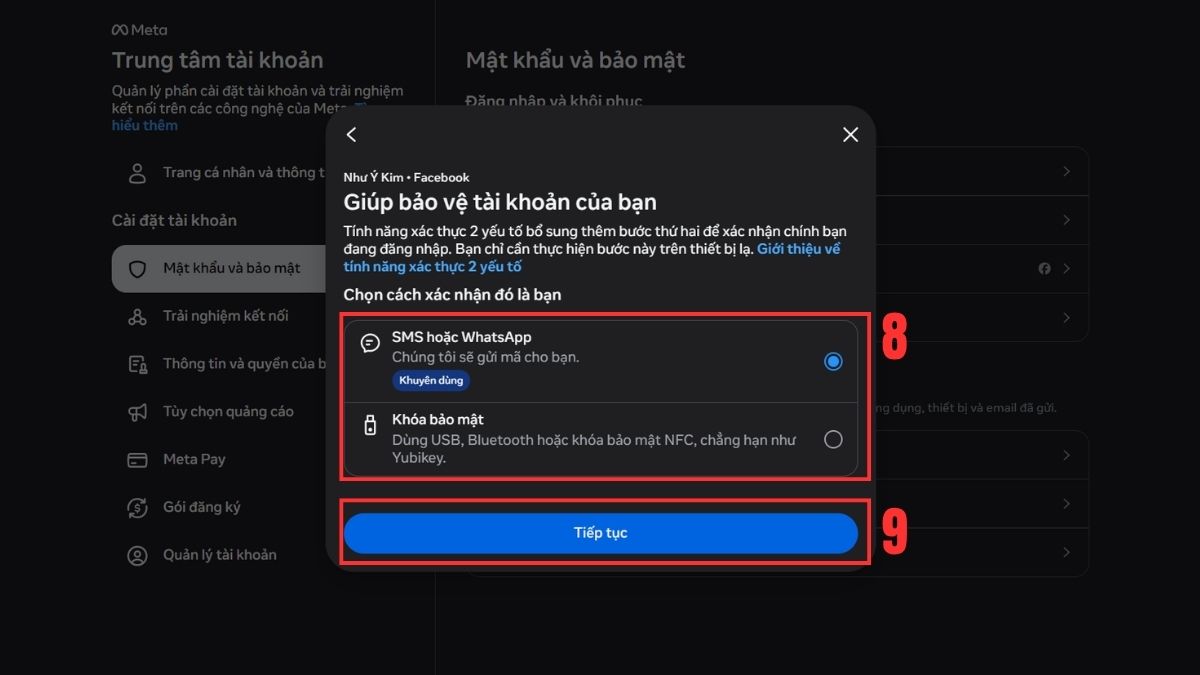 2FA là gì? - Bật 2FA trên Facebook bước 2-3
