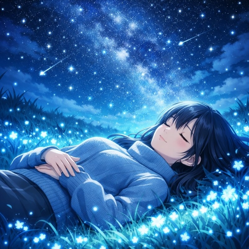 Avatar anime sáng cô gái đang nằm