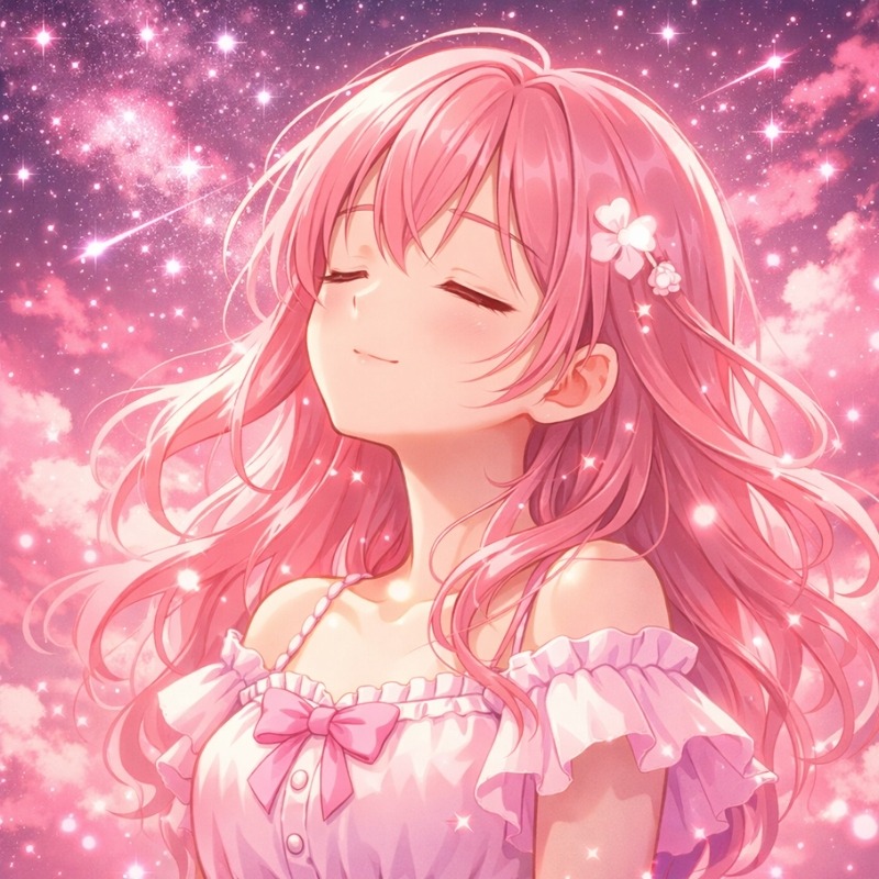 Avatar anime sáng nữ cute tone hồng