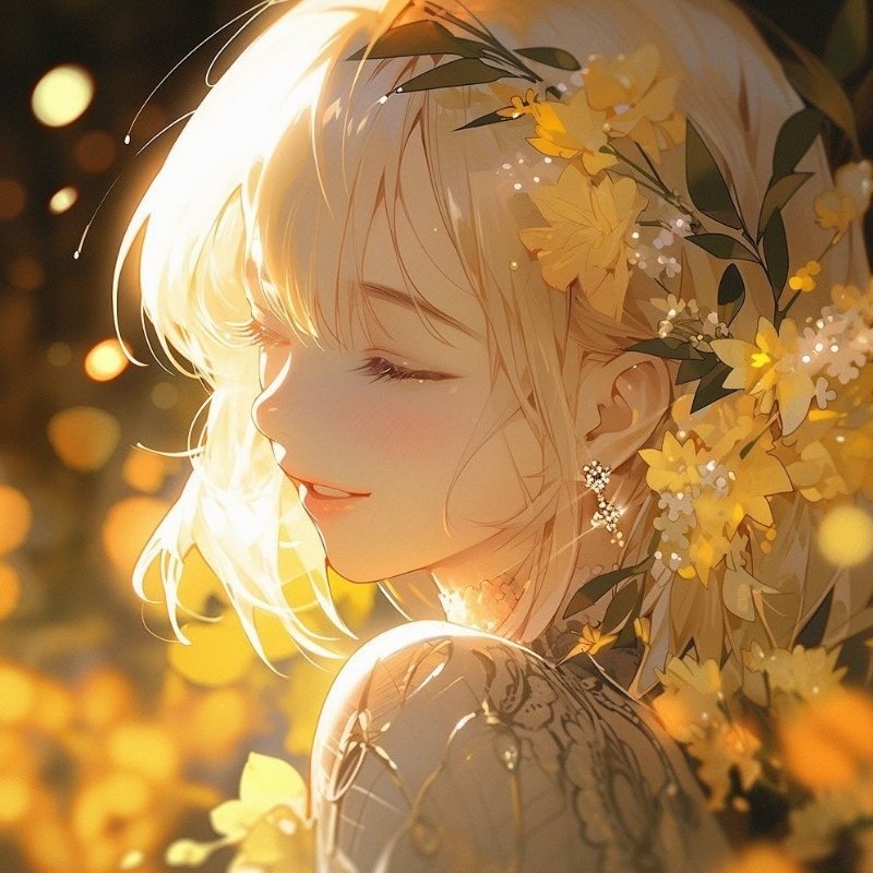 Avatar anime sáng cô gái cười duyên dáng