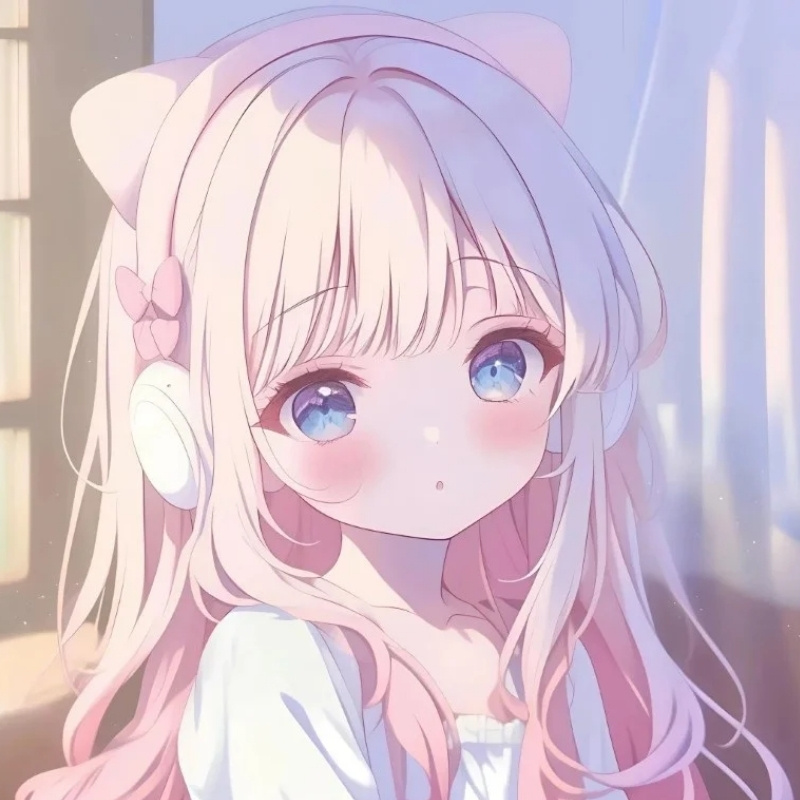 Avatar anime sáng nữ cute với cô gái có mái tóc hồng