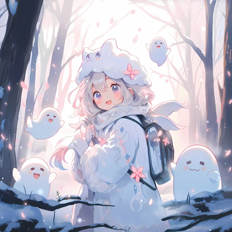 Avatar anime sáng nữ mặc áo mùa đông