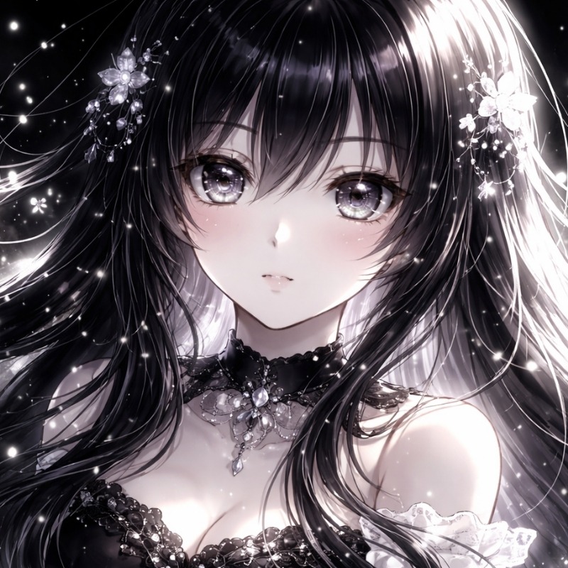 Avatar anime đen trắng phát sáng đẹp, ấn tượng