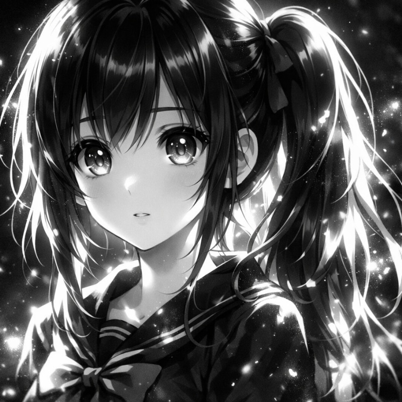 Avatar anime đen trắng phát sáng cho học sinh