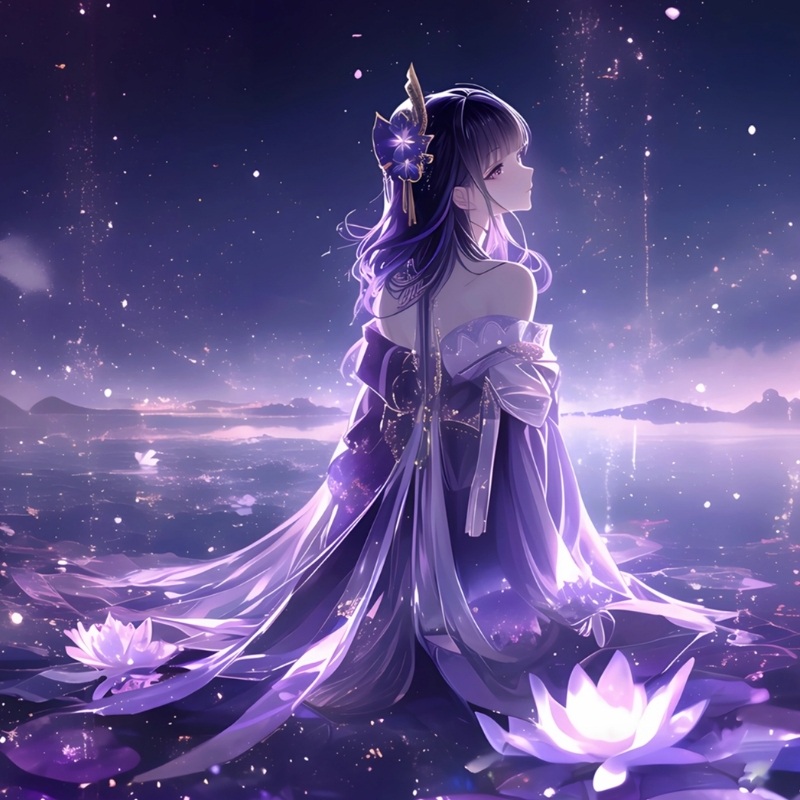 Avatar anime sáng màu tím đẹp