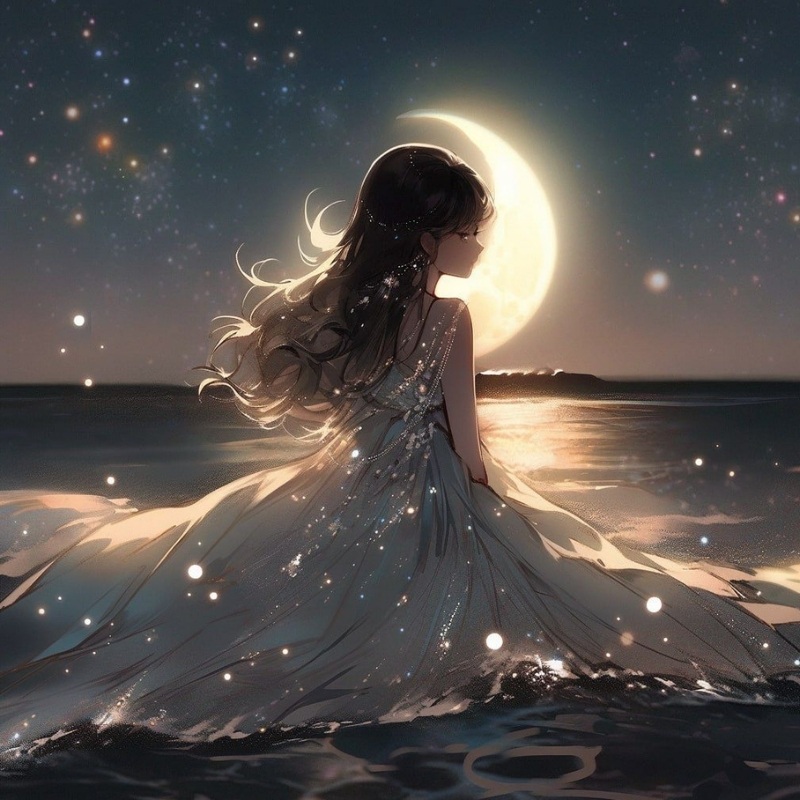 Avatar anime sáng dưới ánh trăng
