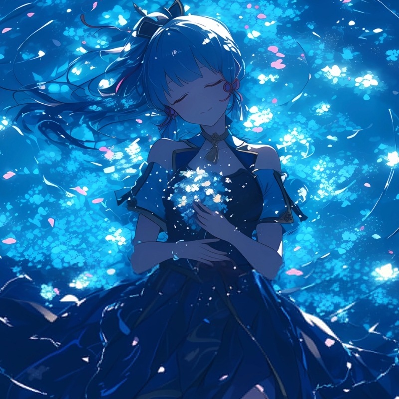 Avatar anime sáng cô gái cùng biển hoa